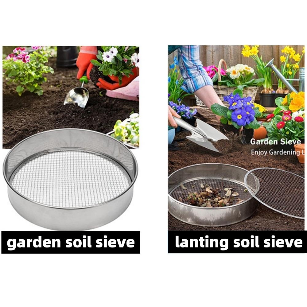 Replaceable Mesh Garden Soil Sieve 1/3/6/9/12mm Mesh Hole Stainless Steel Soil Filter Soil/Sand/Gravel/Planting Soil Round Sieve