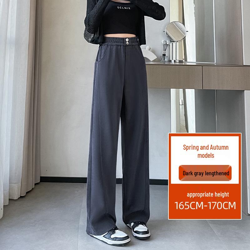 2024 Plus Size Fleece-Lined High Waist Wide Leg Pants for Women - Slimming Casual Autumn Winter Wear