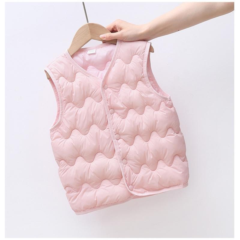 Vesta Termică pentru Copii Jachetă Fără Mâneci din Nailon Ușor, Căptușită cu Bumbac, pentru Interior/Exterior, Cardigan pentru Copil Mic, Culoare Simplă, Piesă de Stratificare Toamnă-Iarnă, Ușor de Purtat