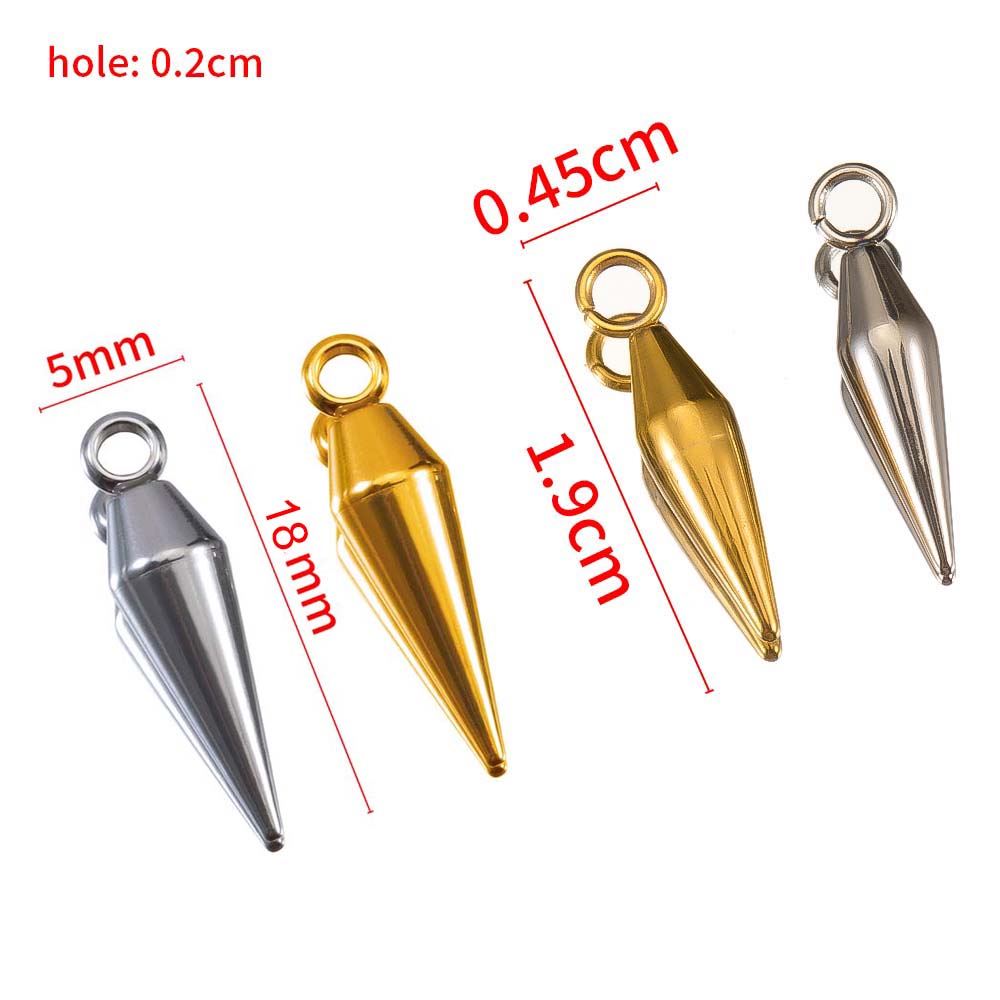 10PCS Stainless Steel Cone Bullet Choker Charms Spike Beads Pendants for Women Man Hoop Earring Necklace Jewelry Making Supplies