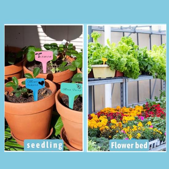 100Pcs T-Type Plant Tags Garden Labels Plastic Plant Marker Tags Waterproof Reusable Plant Labels with Marking