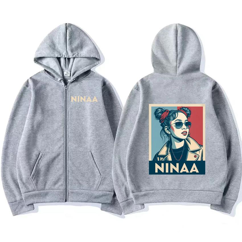 

Nina Chuba Hope Style Essential graphic Zipper Hoodie Coat Men s Women vintage streetwear Oversized Unisex Fleece Zip-up Jacket M