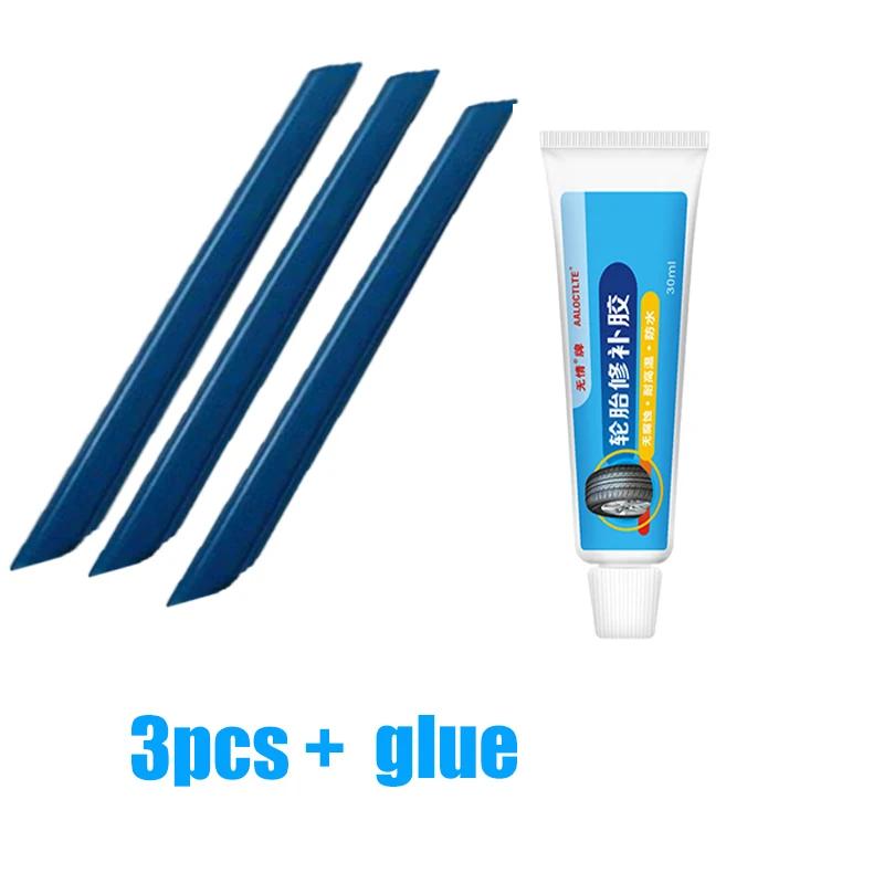 Motorcycle Vacuum Tire Repair Tools Kit with Vulcanizing Tire Repair Strips Vehicle Motorcycle Tubeless Tyre Puncture Plug Set