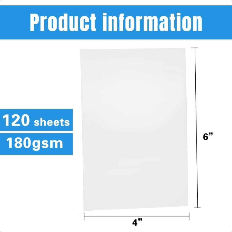 120 Sheets Photo Paper Glossy 4 * 6 Inch Photo Paper for Printer Picture Inkjet Printing Photo Paper 180 gsm Suitable for Flyer