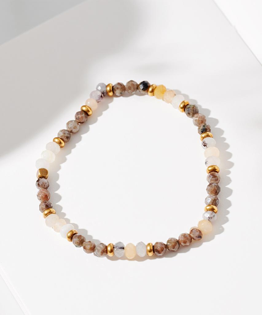 Polalita Brown Beige Stone Bracelet (Plt-Br-021_Br)