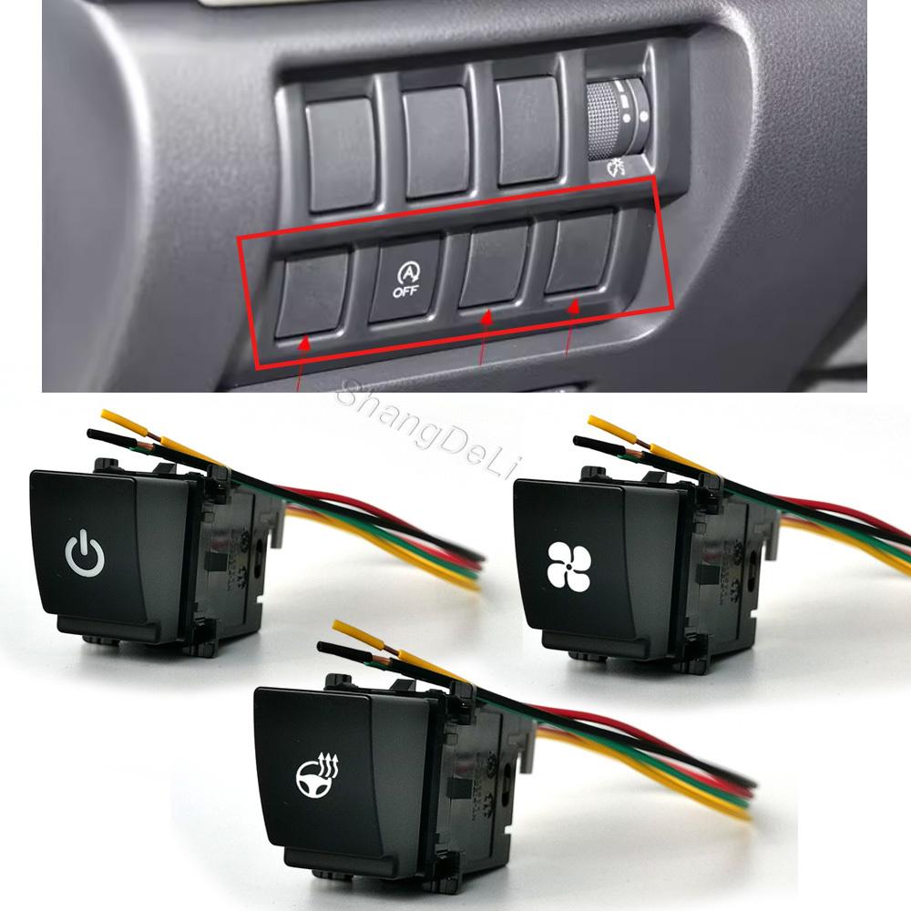 1 PC Car Small Bevel Turn on Orange / Turn Off Red LED Front Rear Fog Switch Button with Wire for Subaru Forester (SK) 2019-2024