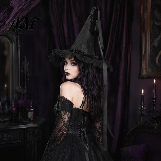 Spooky Party Streamers Halloween Witch Hat Hanging Decor, Spider Web Ribbon Prop for Party, Dark Wizard Costume Accessory Masquerade Decorations