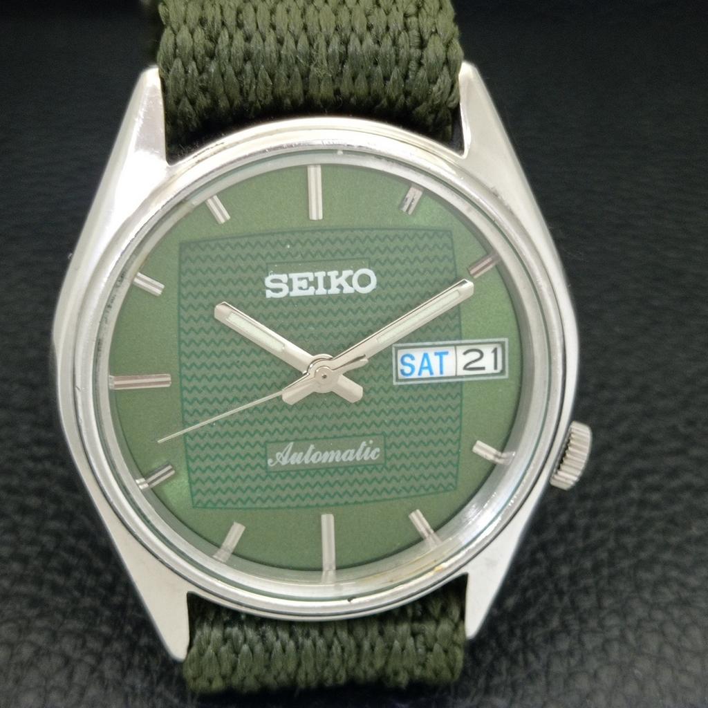 JAPAN VINTAGE SEIKO AUTOMATIC 7S36A MENS GREEN COLOR DIAL WATCH a701408-5 R206b-a701408
