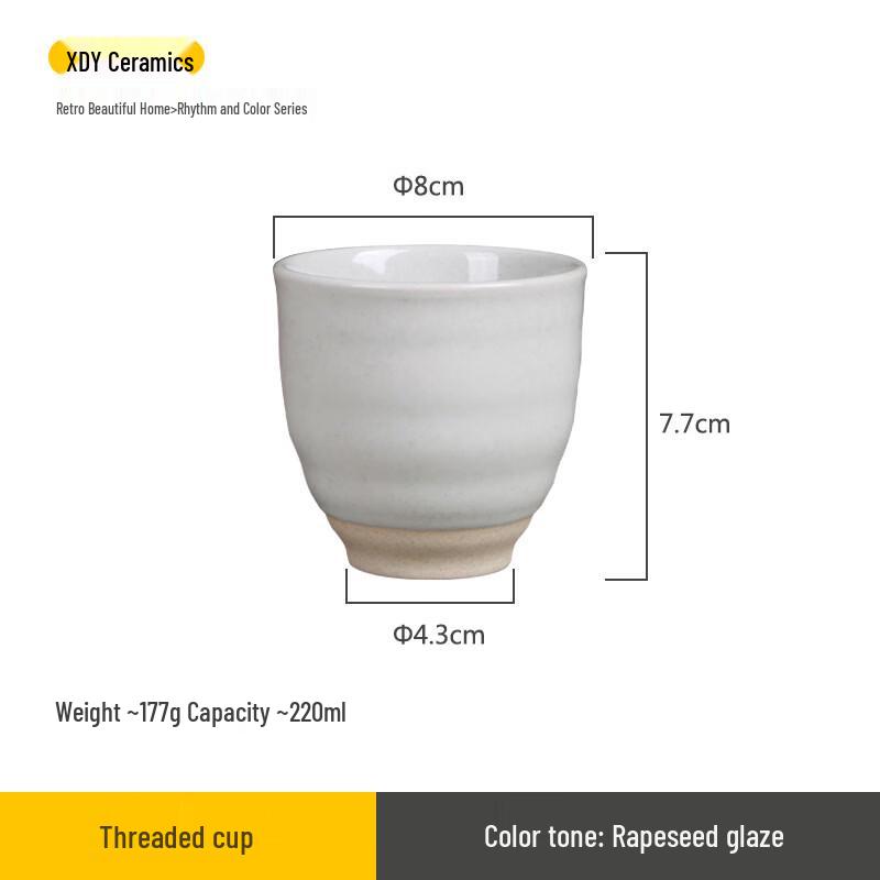 OLOEY Threaded Coarse Pottery Drinking Cups (Set of 2)