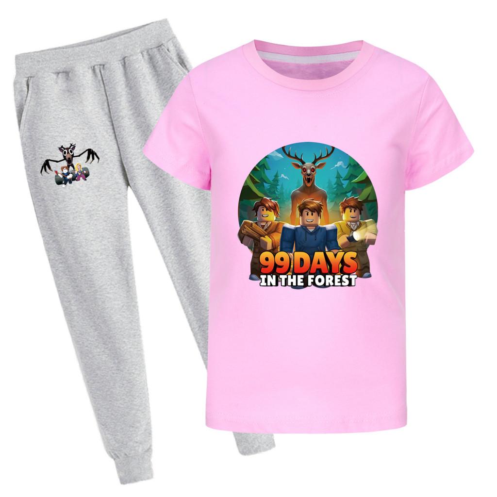 

Детский Девочки Мальчики 99 Ночей в Лесу Принт Футболка с Коротким Рукавом Брюки Набор Одежды 160cm