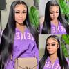 European and American Style Women’s Lace Front Synthetic Wig Black Long Straight Wig with Middle Part