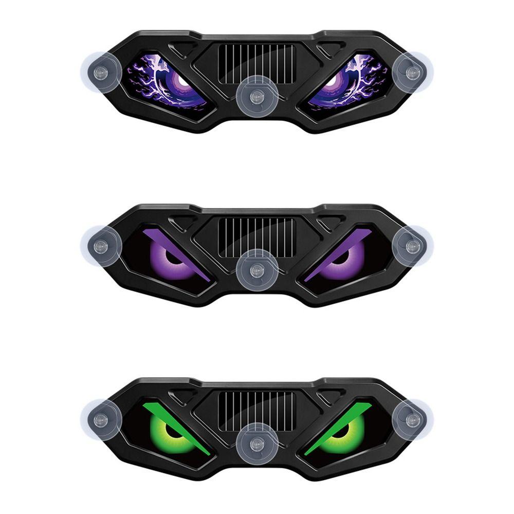 Dynamic Display Solar LED Devil Eyes Car Lights Warning Flashing Signal Indicator  Windshield