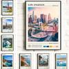 Modern Vintage Wall Art – Travel Scenery of Los Angeles and San Francisco HD Canvas Print Poster for Home and Living Room Decor