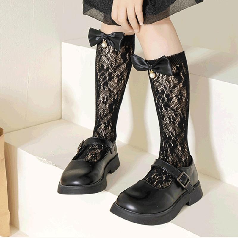 Fashionable Sweet Style Socks Lace Bowknot Decorations for Kids Lightweight Summer Calf Length Socks for Girls