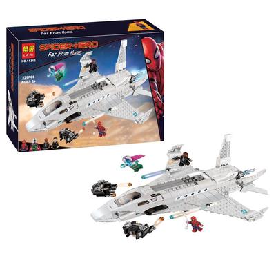 Stark Jet и Drone Attack Spider-Man Вдали от дома Фильм 528PCS Строительные блоки Совместимые с 76130 Нет оригинальной коробки