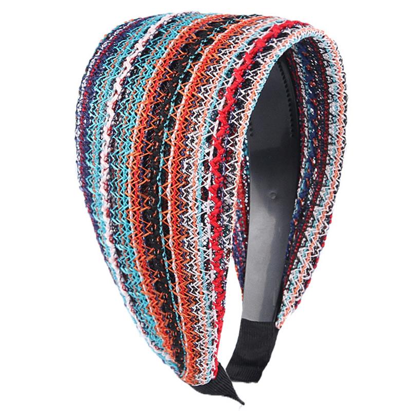 

1Pc Hair Band Retro Hair Straps Wide Non-slip Elastic Women s Headband Bohemian красный/оранжевый