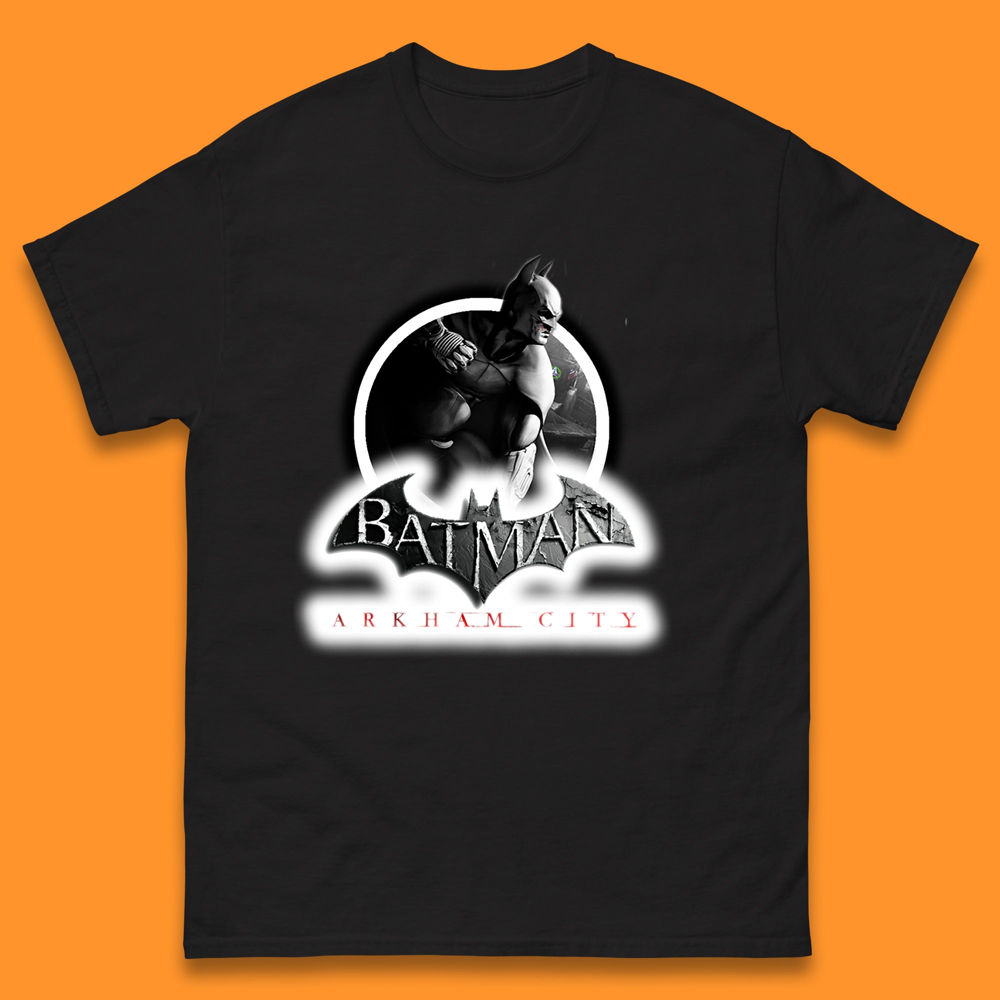 Batman Arkham City Action Adventure Game Batman Basic Logo DC Comics Superhero Gamer Mens Tee Top XL