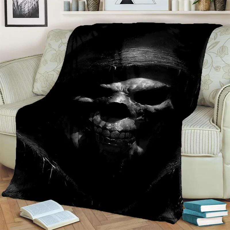 Gothic Horror Skull Ghost Cartoon Blanket Soft Throw for Home Bedroom Bed Sofa Picnic Travel Office Cover Kids