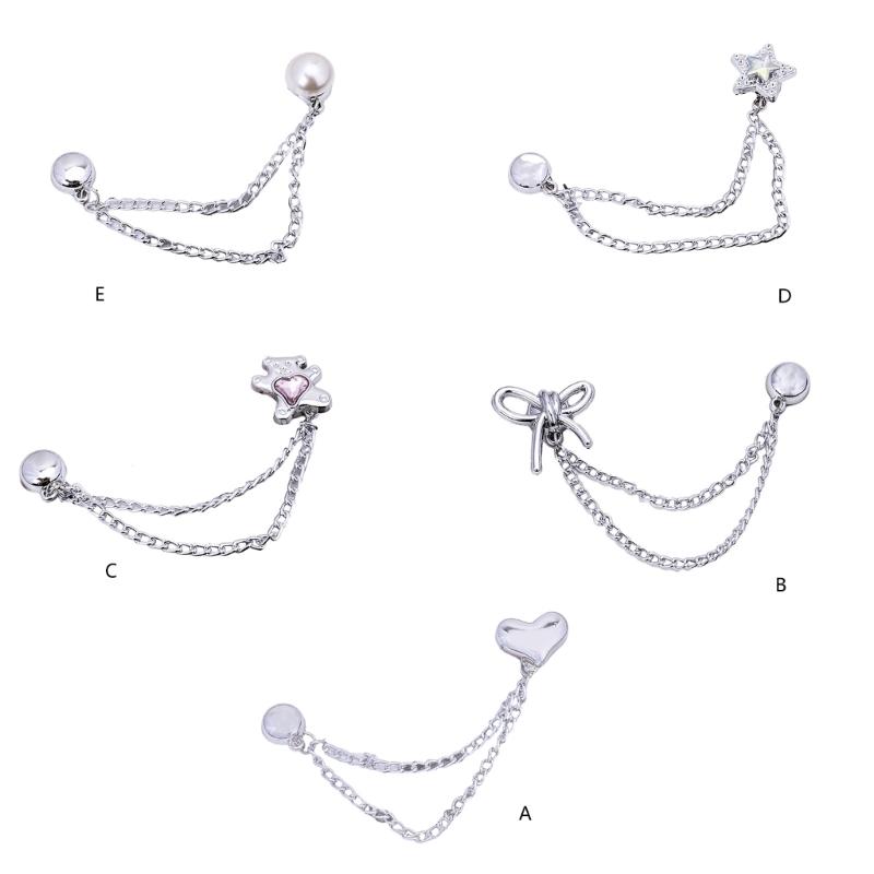 3 Pcs Magnetic Clothing Clips with Chain Sweet Bows Magnetic Buckles Removable Magnetic Pins Heart Pants Clips