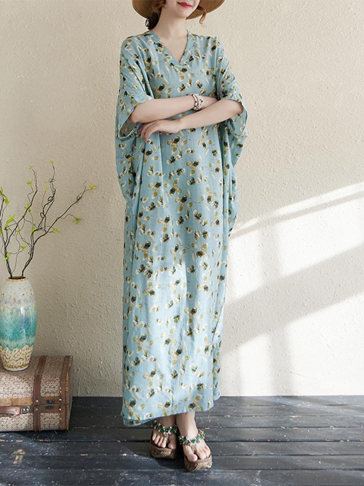 Xitao Vacation Style Loose V-neck Dress ZMY1002