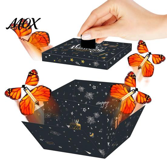 Geschenkbox mit fliegenden Schmetterlingen Schmetterlings-Explosionsbox, DIY Überraschungs-Explosions-Geschenkehalter 4 Abschlussverpackungseffekt für Geburtstag,