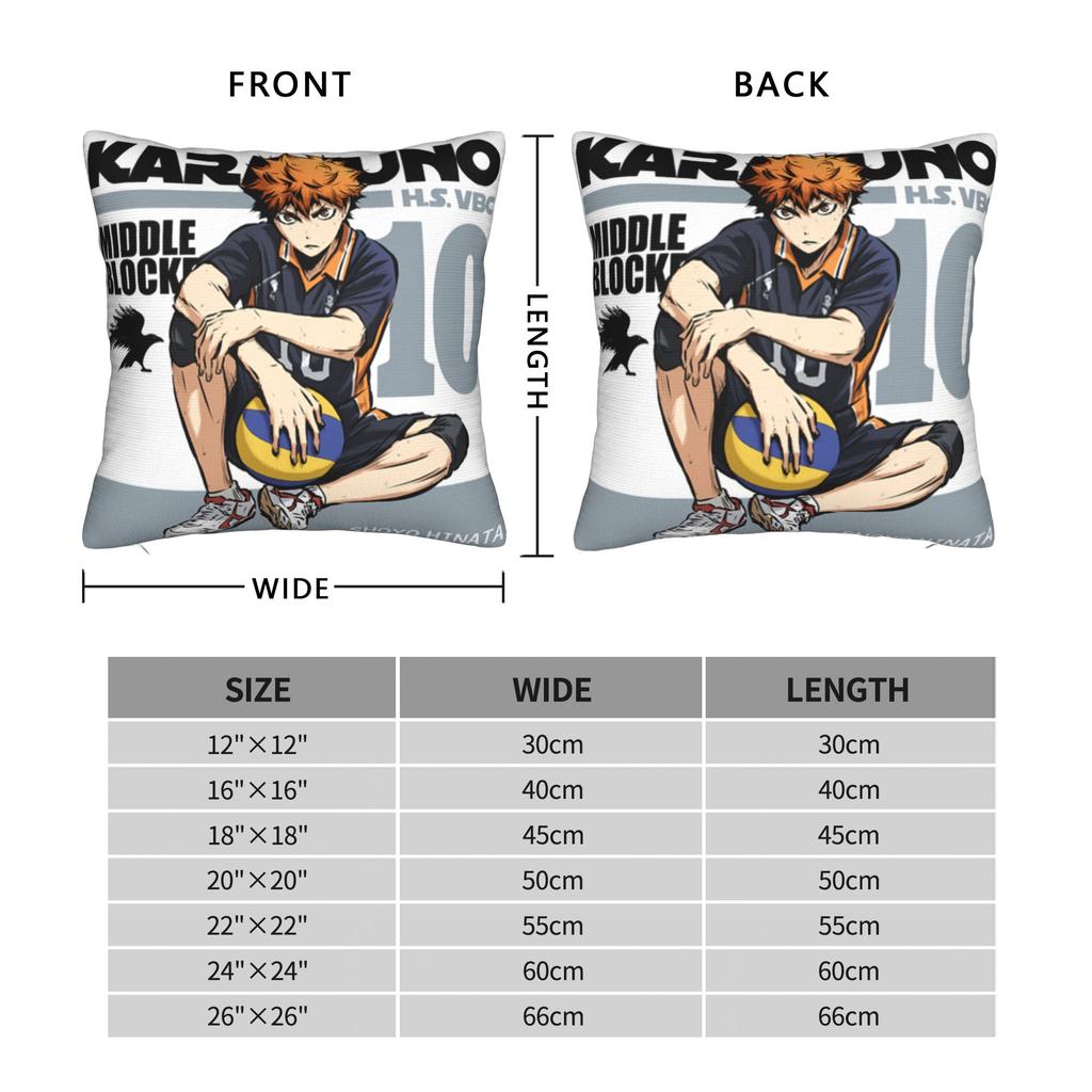 Haikyuu Hinata Shoyo  Square Pillow Cases Volleyball Manga Cushion Covers Zipper Decorative Throw Pillow Case Cover for Bed