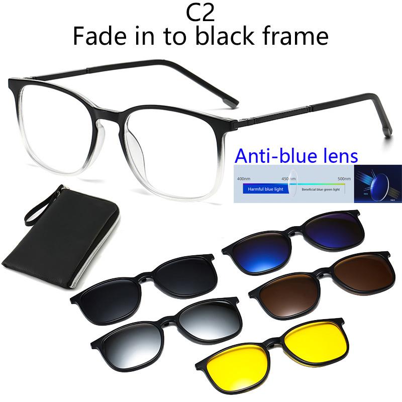 Anti Blue Light Blocking Lens Myopia Sports Magnetic Mirror Sets Polarized Square Sunglasses Sping Hunge Big Metal Frame