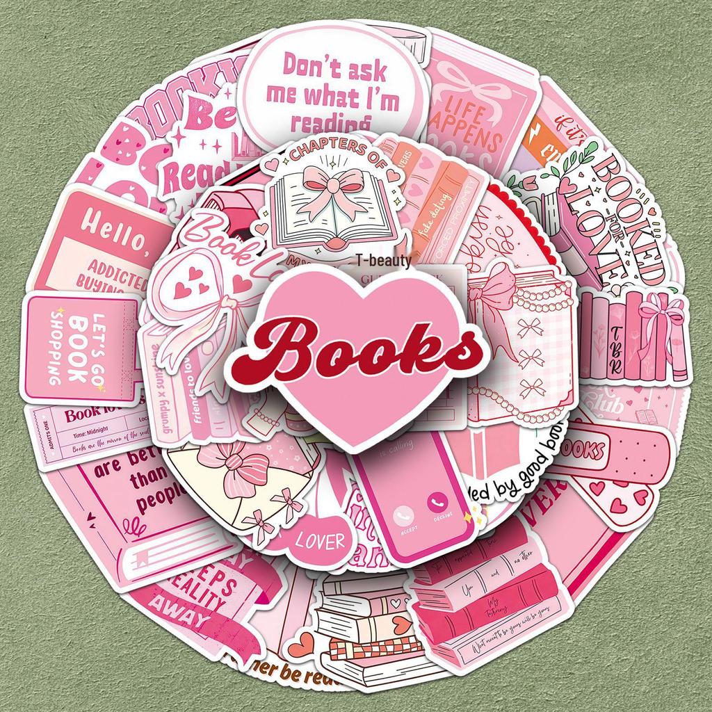 50 Pink Girly Cartoon Stickers for Books, Suitcases, and Diaries