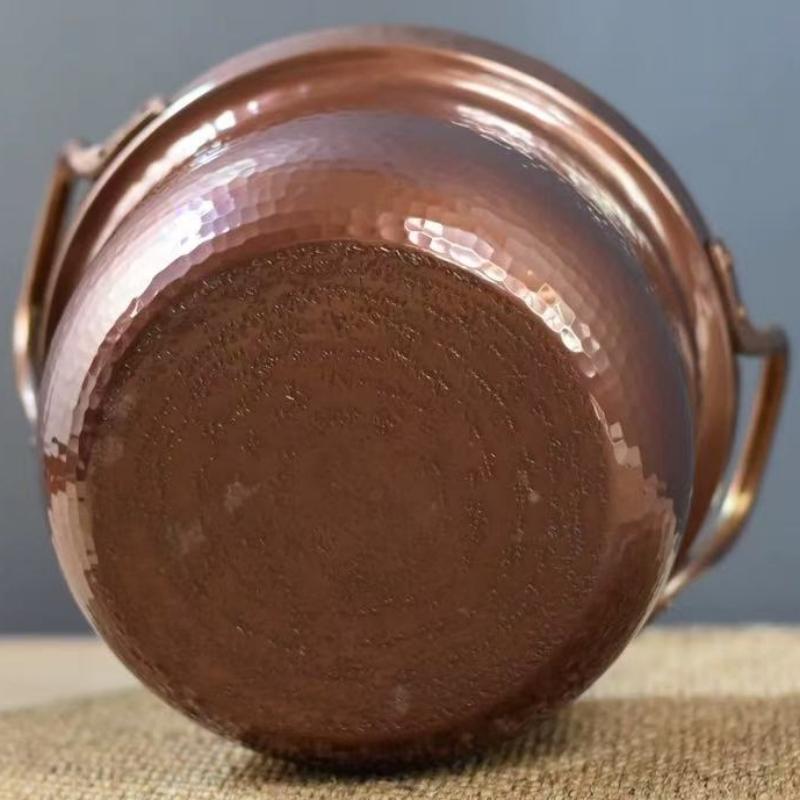 Handcrafted Copper Pot,Hot Pot Cooking Utensil for Boiling,Simmering and Pasta Stewing,With lid 16.5 cm Handheld Portable Pots