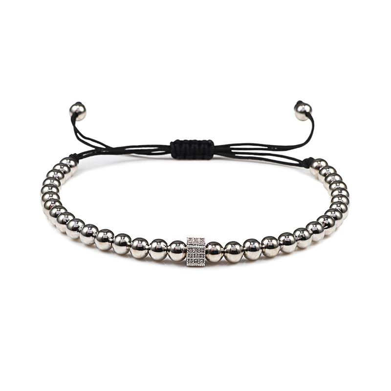 Charm Skull Head Copper Beads Bracelets Handmade Pave CZ Skeleton Crystal Adjustable Bracelet Punk Wrist Jewelry for Women Men