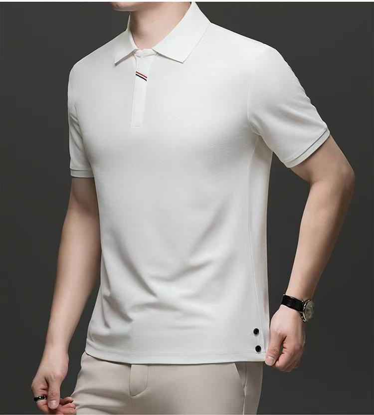 

Loose Men S Short-Sleeved Polo Shirt V-Neck Business Casual Lapel Pure Breathable And Comfortable T-Shirt 4XL