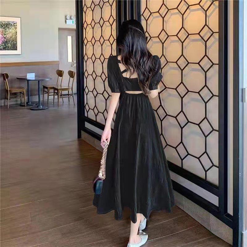 Yuli Cloth French Campanula Petite Puff Sleeve Backless Summer Dress for Women