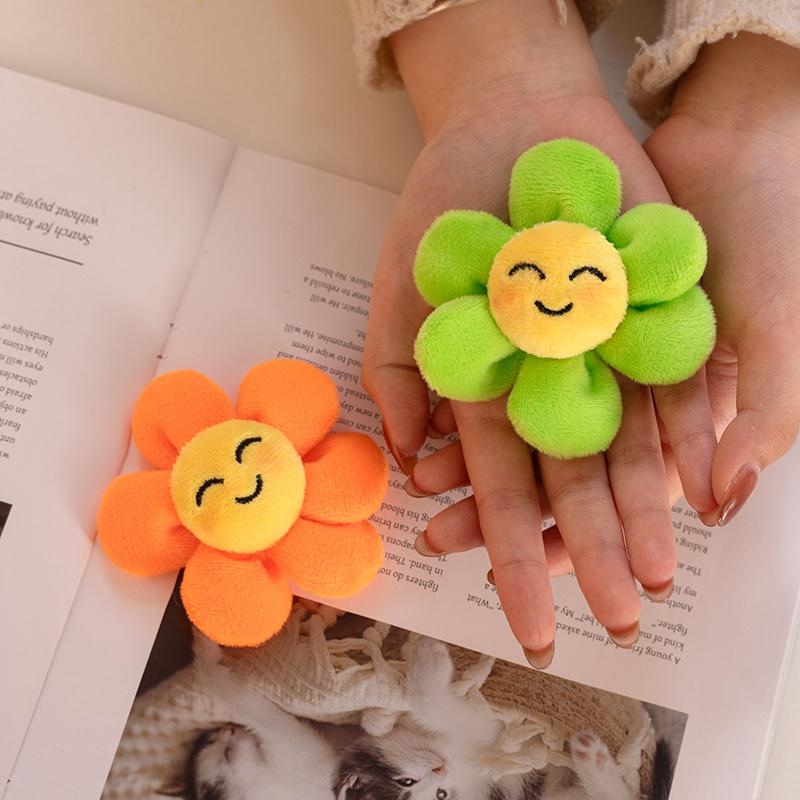 8Cm Sunflower Chest Flower Soft Plush Toys Smile Colorful Flowers Stuffed Simulated Flower Brooch Spring Gifts For Friends