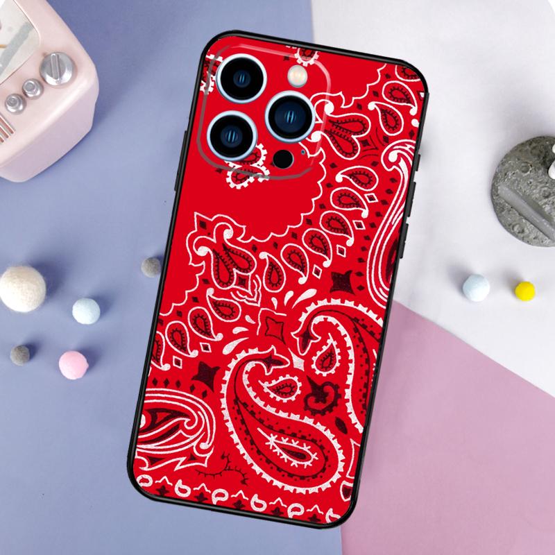 Red Bandana Paisley Phone Case For iPhone 17 Pro Max 16 15 13 12 11 14 Pro Max Plus Mini 16e 17 Air Back Cover
