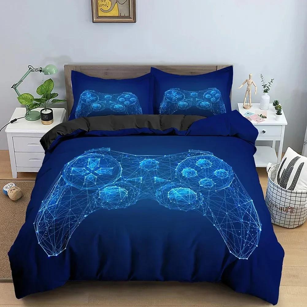 Top New Game Console Neon Contrast Color Handle Bedding Set Boys Girls Twin Queen Size Duvet Cover Pillowcase Bed For Kids Adult