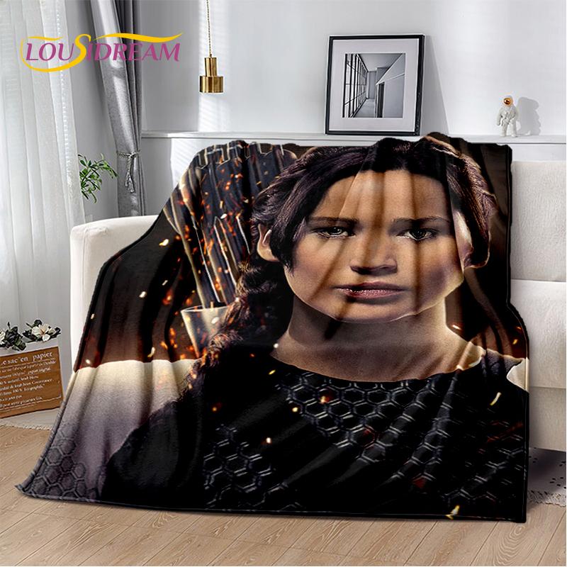 3D Dřevěná deka s postavou lukostřelce z filmu Hunger Games, měkká flanelová deka na postel, do ložnice, na pohovku, na piknik, přehoz na přikrytí venku