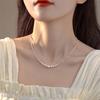 Silver Beads Necklace - A Girls' Luxury, Small-Scale, High-Quality, Elegant Glass Pearl Smiling Collar Chain