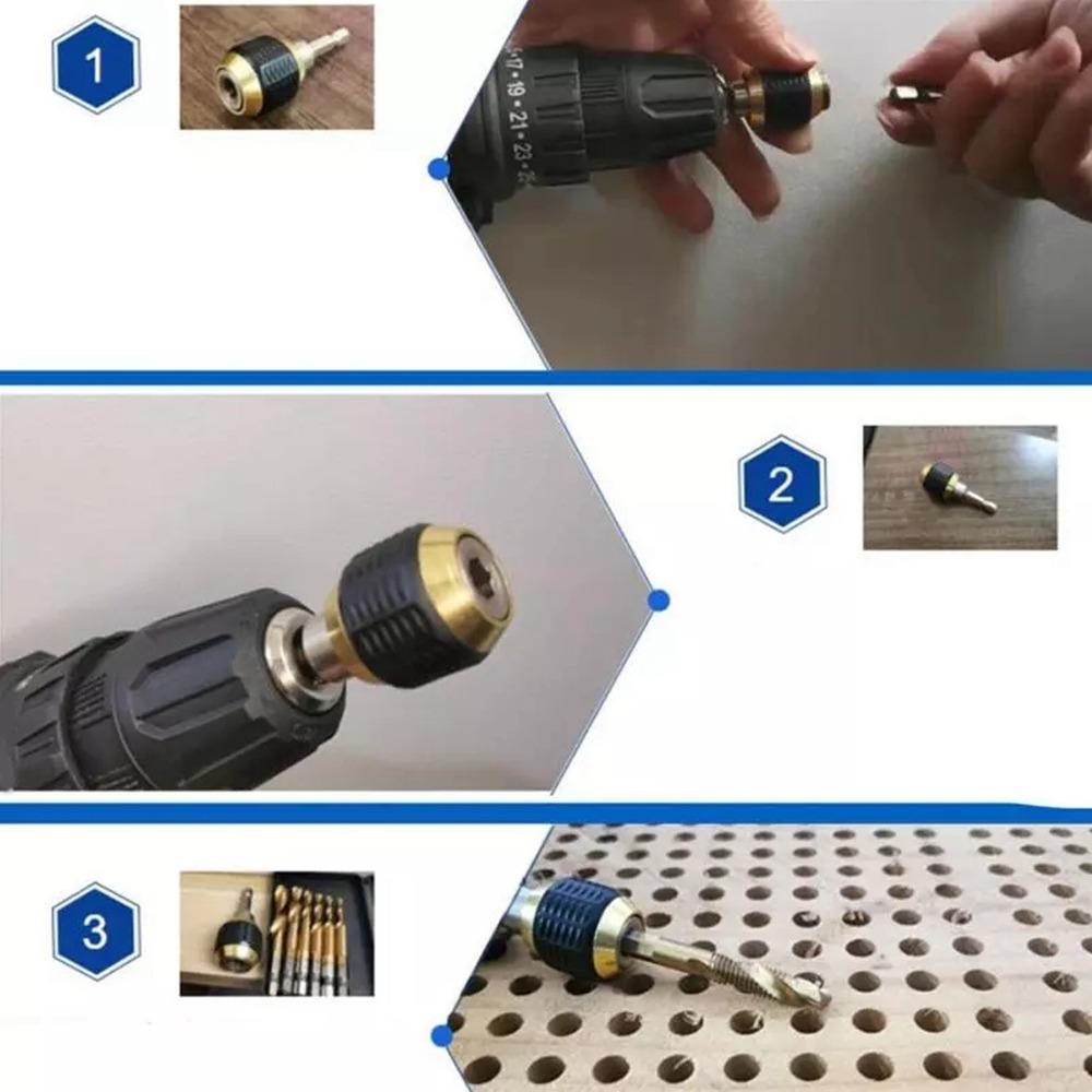 2PCS Universal Drill Chuck Stainless Steel Hex Shank Screwdriver Bit Holder Self-Locking Quick Release Drill Bit Extension