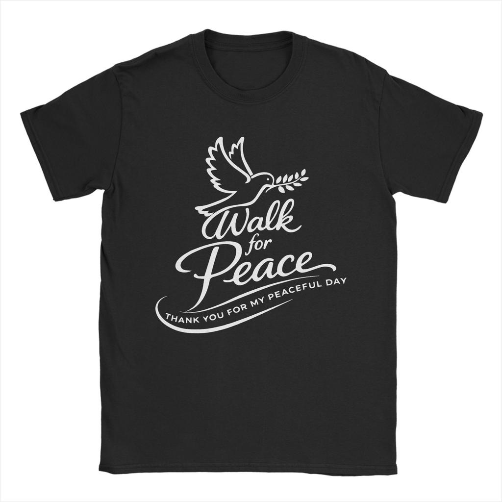 World Peace Monks Walk Peace with Aloka Dog T Shirt Summer Hip Hop TShirts Unisex Cotton Comfortable Plus Size Top Tees Gift