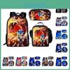Conjunto de Mochila Escolar Anime Sonic Com Estampas de Desenhos Animados À Prova D'água Respirável Para Crianças