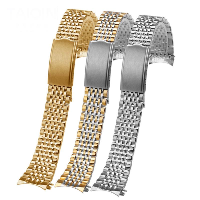 20mm 19mm 18mm Curved end Watchband for Omega De Ville 424 Old Seamaster Stainless Steel Watch Strap Men's Bracelet accessories