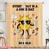 2pcs 2D Flat Printing Curtain Cool Sun Happy Vibes Polyester Without Electricity Family Party for Multipurpose Event Decoration