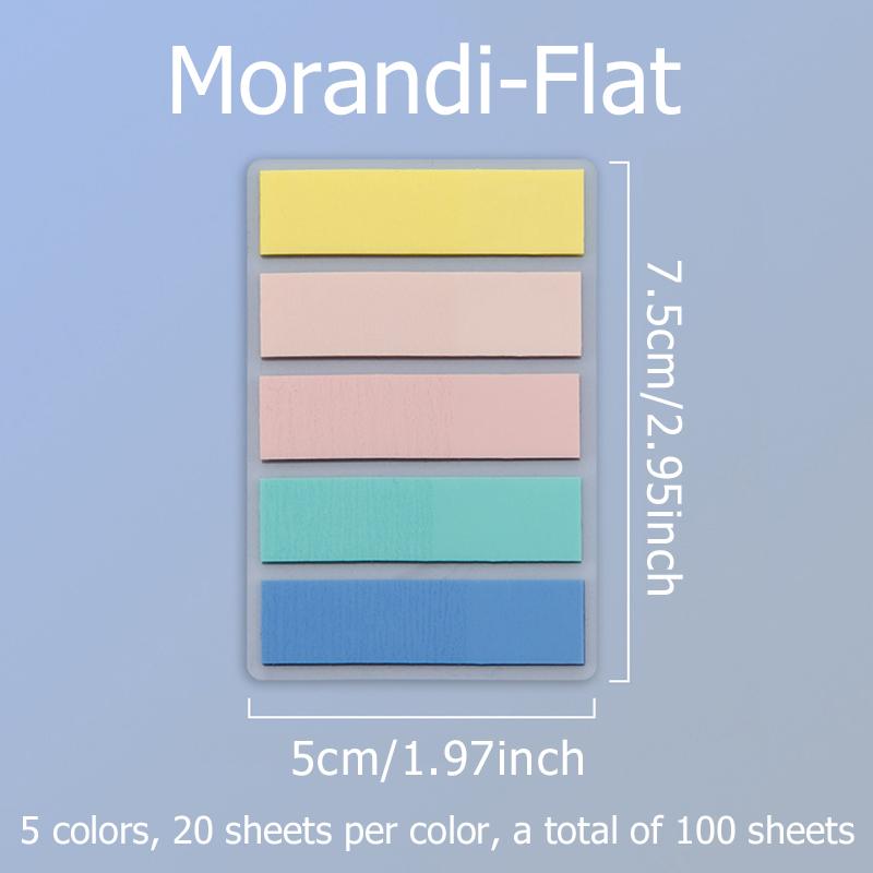 

1Book/Set Multiple Colors Index Stickers PET Macaron/Morandi Color Self Adhesive Marking Sticker 100Sheets/Book Sticky Notes ZYF