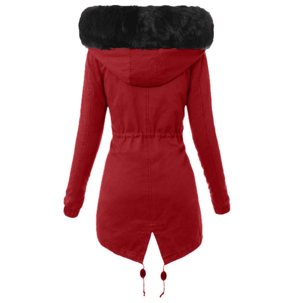 European Size Women's Mid-length Hooded Cotton Parka Coat - Winter Warmth
