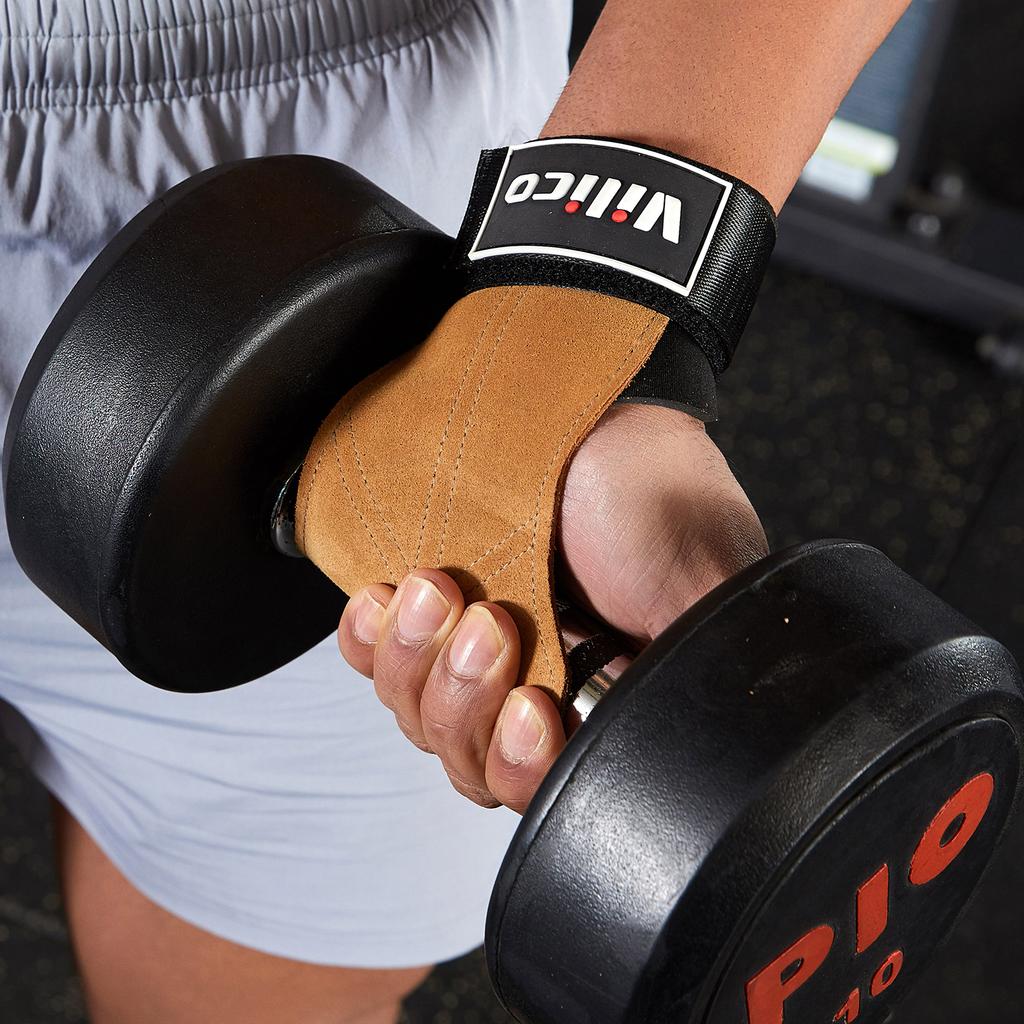 Gym Gloves Weightlifting Cowhide Leather Anti-Slip Breathable for Fitness Training Workout Pull-up Deadlift Palm Protection