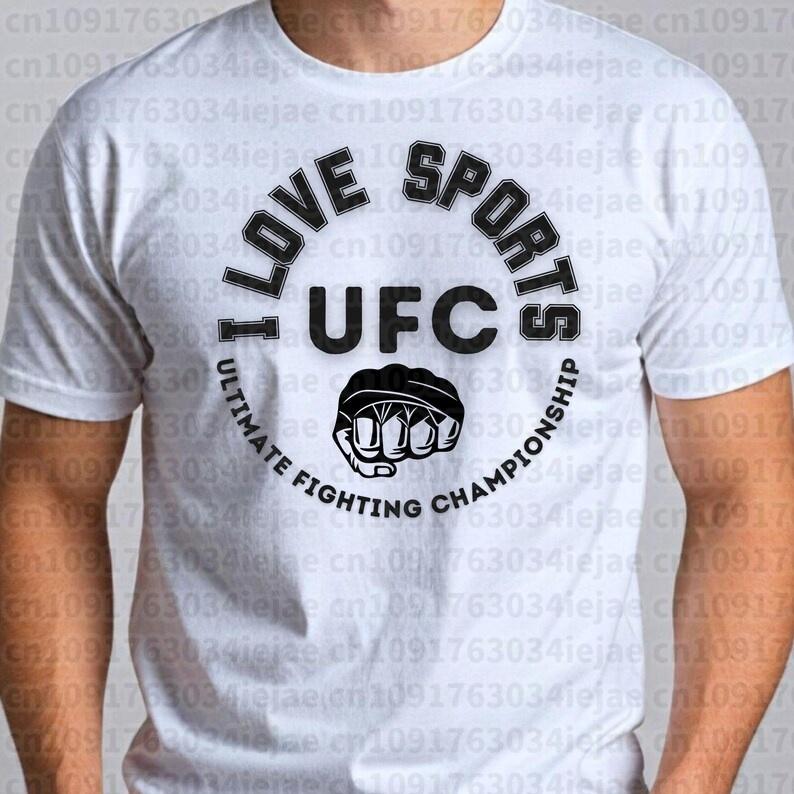 202526 Summer UFC Ultimate Fighting Championship Mens and Womens Casual Sports 100 Cotton Printed Tshirt Comfort Top Loose