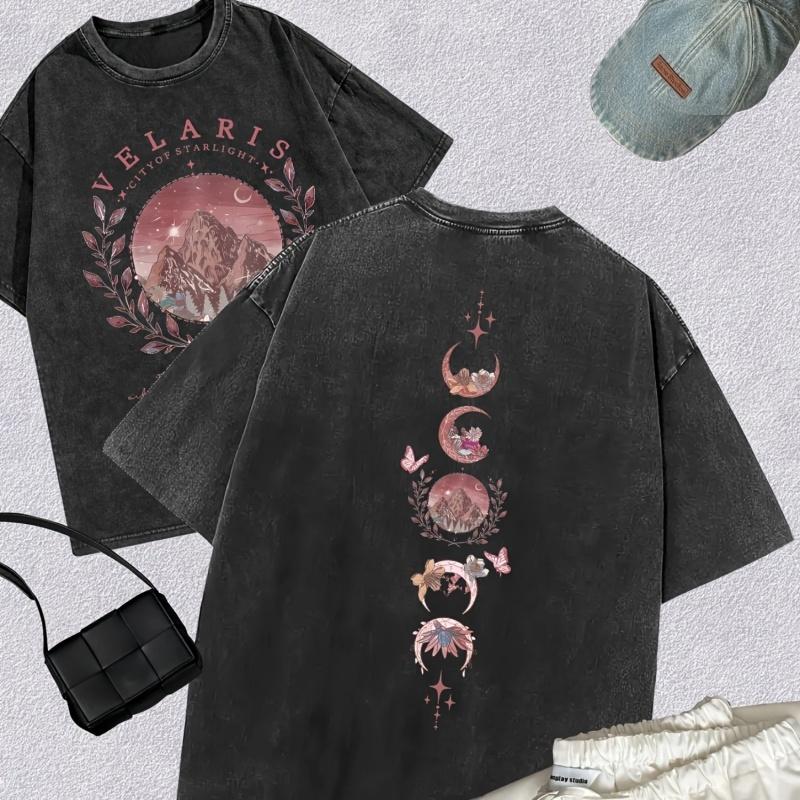 T-shirt Nera Lavata Grunge Estetica Vintage Estiva Top Grafico Uomo Donna Vestibilità Larga Girocollo Manica Corta