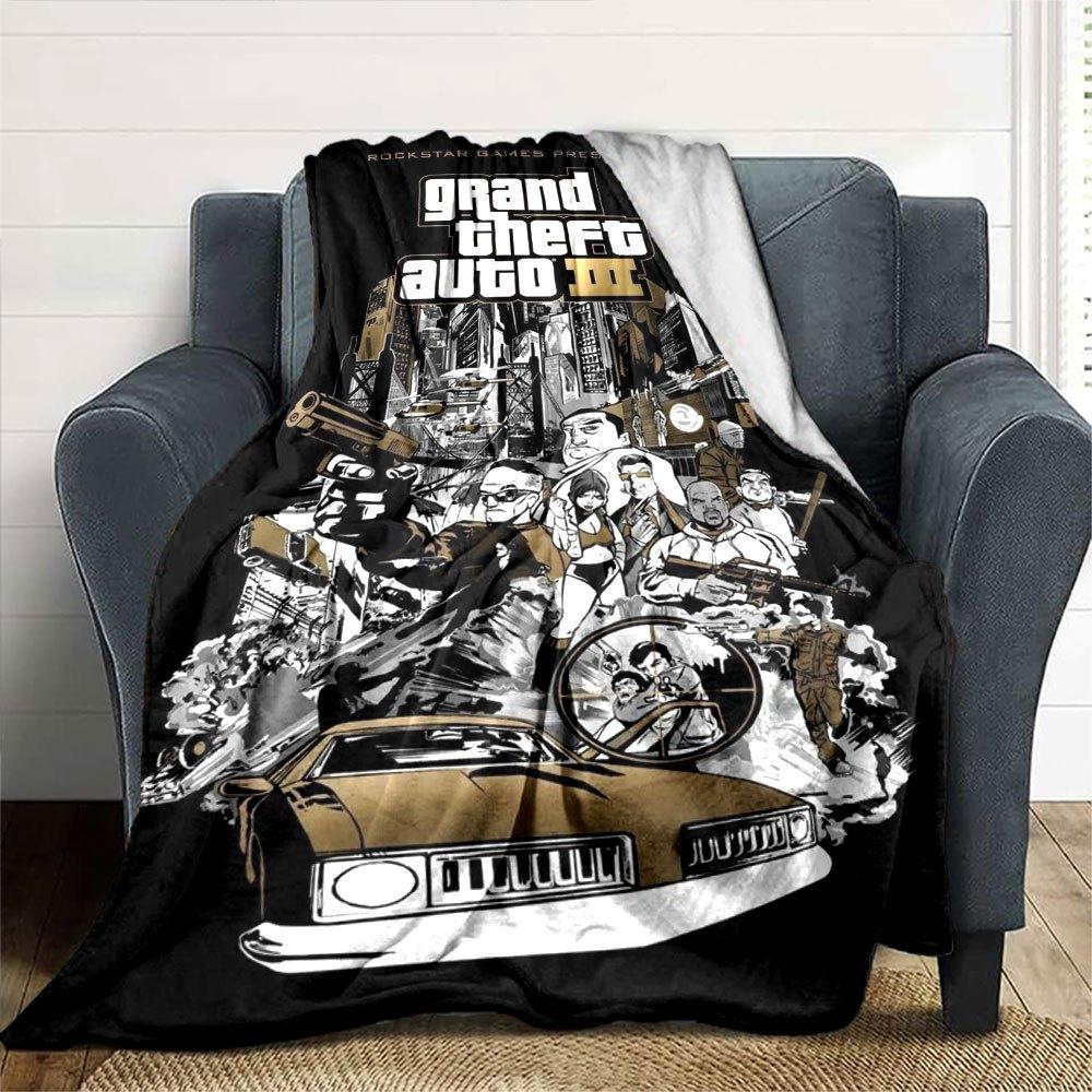 1pc Grand Theft Auto Soft Flannel Blanket with Designer Print A Cozy Blanket for All Seasons, Perfect for the Couch, Bed, Office