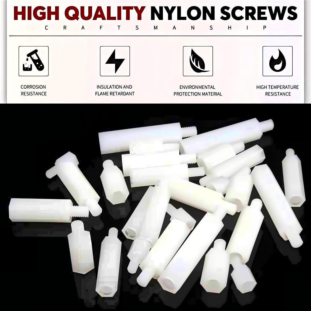 25Pcs White Nylon Single Head Fastener Durables Multi-Purpose Hardware Accessories
