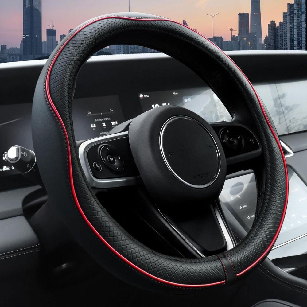 

Anti-Slip Car Steering Wheel Cover 14.5-15-inch Auto Steering Wheel Protector SUV Black Nappa